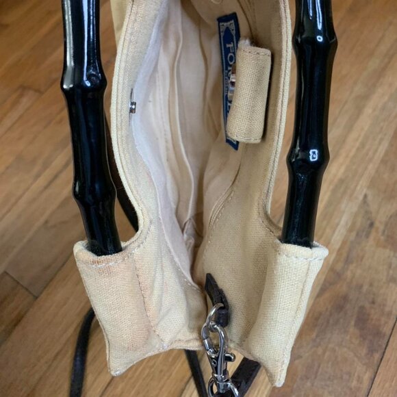 Vintage Forever by Fossil Boho Floral Embroidered Cream and Black Bamboo Handle - Picture 4 of 6